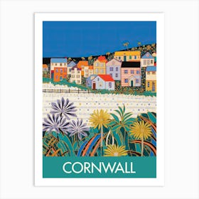 Cornwall Town England Travel Print Painting Cute Art Print