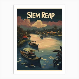 Aihrgdesign A Mid Century Modern Travel Poster For Siem Reap Art Print