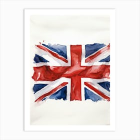 An Authoritative Watercolor Render Of The Distinguished United Kingdom Flag With Its Deep Red Cross (3) Art Print