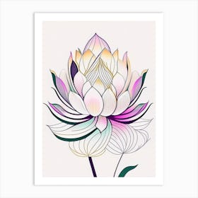 Lotus Flower Pattern Abstract Line Drawing 3 Art Print