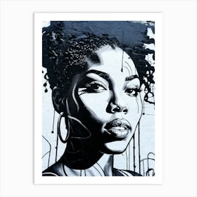 Graffiti Mural Of Beautiful Black Woman 247 Art Print