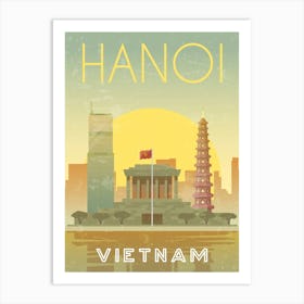 Hanoi, Vietnam — Retro travel minimalist poster Art Print