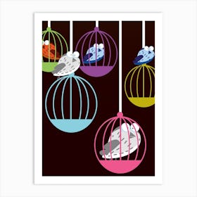 Pet Birds In Cages Art Print