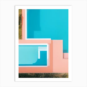 Pink Swimming Pool Geometric Shapes Collage Art Print