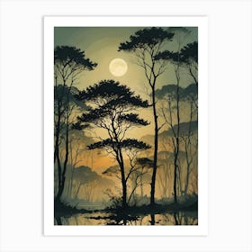 Full Moon In The Forest 2 Art Print