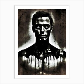 Drenched in Darkness: Digital Altered Photo Portrait Of A Man Art Print