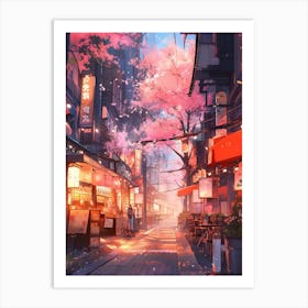 Cherry Blossoms In The City Art Print