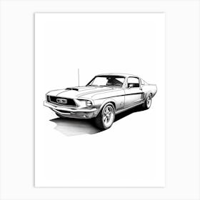 Ford Mustang Line Drawing 23 Art Print