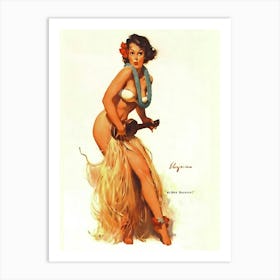 Hawaii Pinup Girl Plays Ukulele Art Print