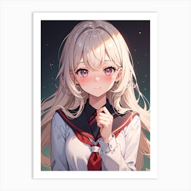 Anime Girl In School Uniform 2 Art Print