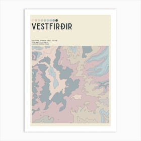Westfjords Iceland Topographic Contour Map Art Print