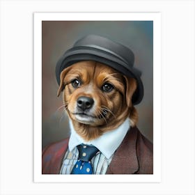 Portrait Of A Dog In A Suit Art Print