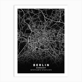 Berlin Germany Black Map Art Print