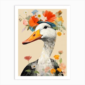 Bird With A Flower Crown Duck 2 Art Print