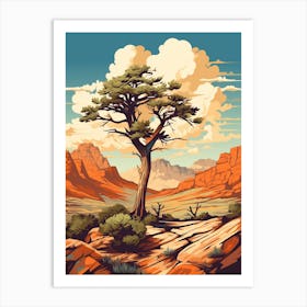  Retro Illustration Of A Joshua Tree In Rocky Mountain 3 Art Print