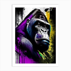 Gorilla With Graffiti Background Gorillas Graffiti Style 3 Art Print