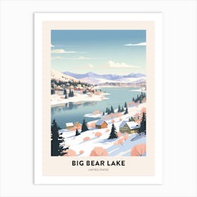 Vintage Winter Travel Poster Big Bear Lake California 1 Art Print