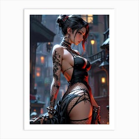 Sexy Girl In Black Art Print