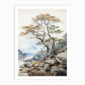 Hachijo Jima In Tokyo, Japanese Brush Painting, Ukiyo E, Minimal 1 Art Print