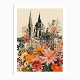 Vienna   Floral Retro Collage Style 4 Art Print