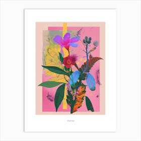 Statice 1 Neon Flower Collage Poster Art Print