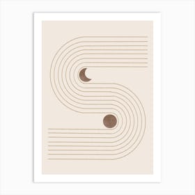 Moon and Sun Minimalist Soft Color Art Print