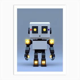 Robot Gray Yellow Art Print