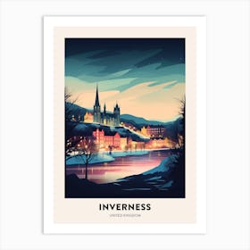 Winter Night  Travel Poster Inverness United Kingdom 2 Art Print
