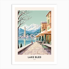 Vintage Winter Travel Poster Lake Como Italy 1 Art Print