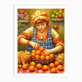 Oranges And Cats Art Print