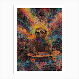 Sloth On A Skateboard 8 Art Print