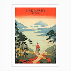 Lake Ashi, Japan Vintage Travel Art 4 Poster Art Print