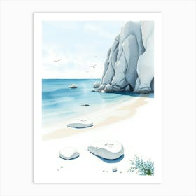 White Rocks On The Beach Art Print