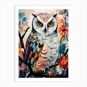 Bird Painting Collage Snowy Owl 4 Art Print
