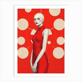 Woman In Red Illustration Art Print