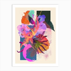 Lobelia 3 Neon Flower Collage Art Print