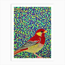 House Sparrow Yayoi Kusama Style Illustration Bird Art Print