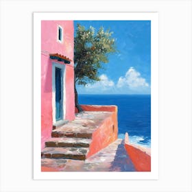 Pink House By The Sea Art Print