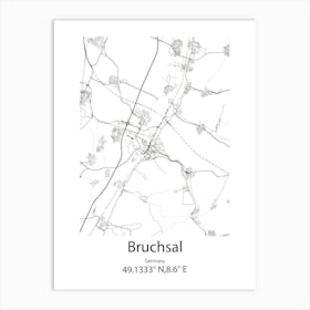 Bruchsal,Germany Minimalist Map Art Print