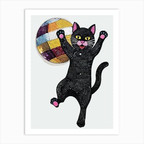 Disco Cat 3 Art Print