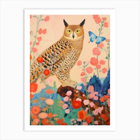 Maximalist Bird Painting Great Horned Owl 4 Art Print