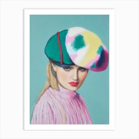 Beret Colourful Illustration Art Print