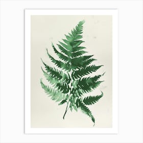 Green Ink Painting Of A Sword Fern 3 Art Print