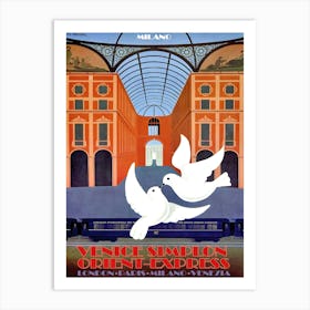 Two Pigeons In Milan, Simplon Orient Express Art Print