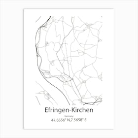 Efringen Kirchen,Germany Minimalist Map Art Print