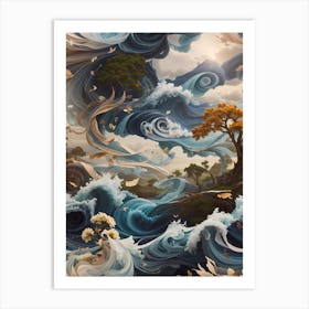 Waves And Trees Art Print