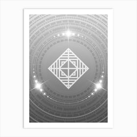 Geometric Glyph Abstract in White and Silver with Sparkle Array n.0021 Art Print