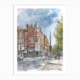 Lambeth London Borough   Street Watercolour 1 Art Print