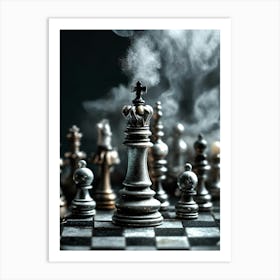 Chess Pieces With Smoke 1 Art Print