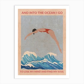 Into The Ocean I Go (Red) Bathroom Art Print